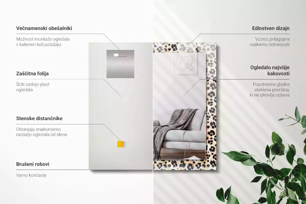 Espelho com moldura decorada Padrão leopardo