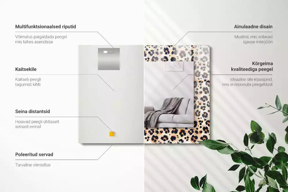 Espelho com moldura decorada Padrão leopardo