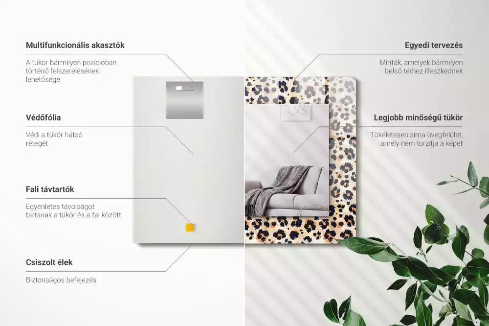 Espelho com moldura decorada Padrão leopardo