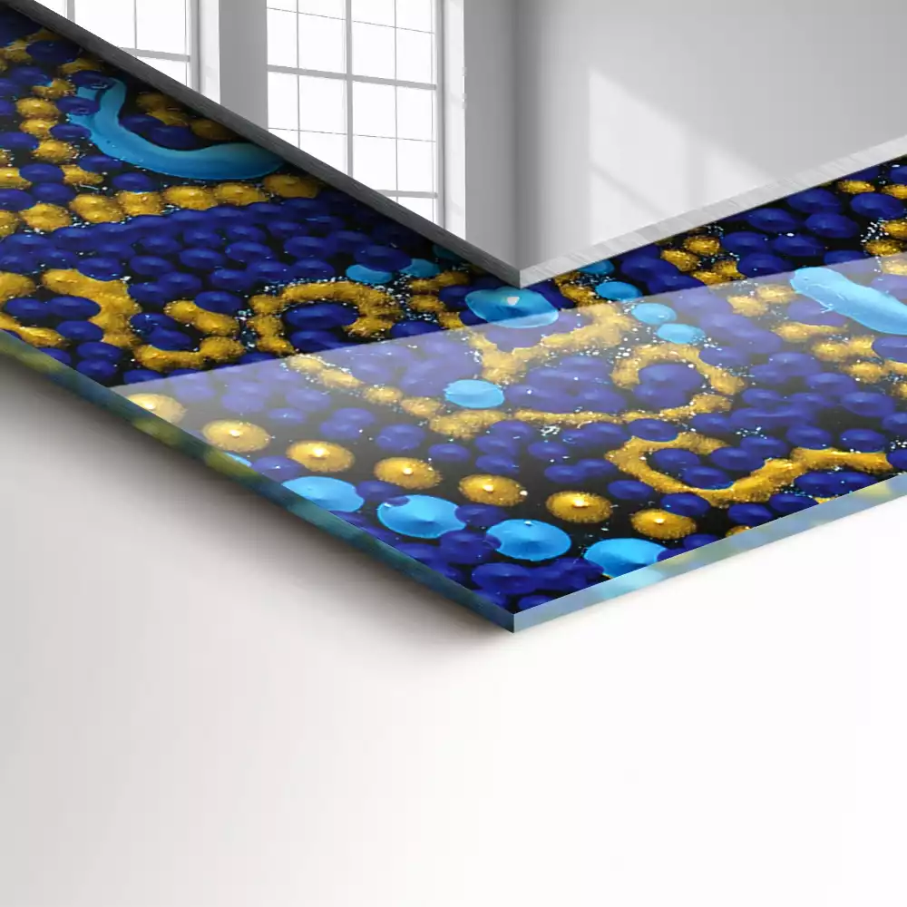 Espelho decorado Mandala pontilhada azul