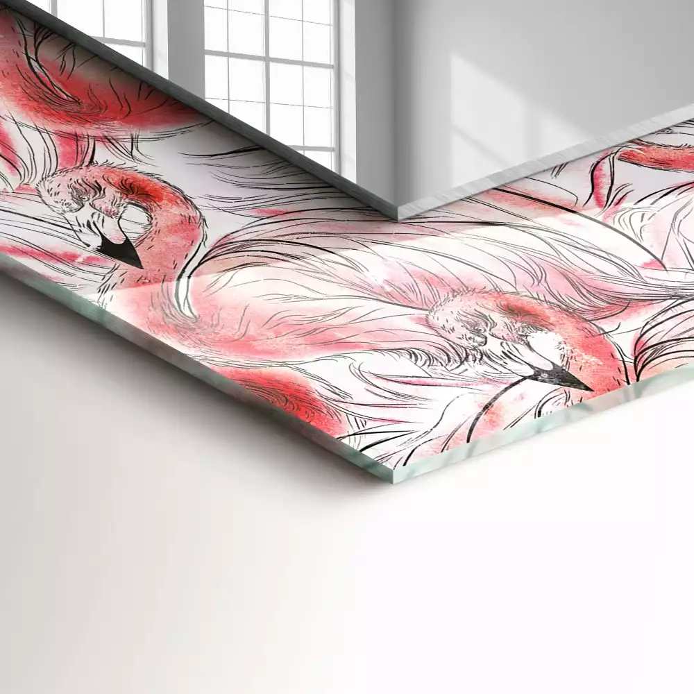 Espelho decorativo Flamingos cor de rosa