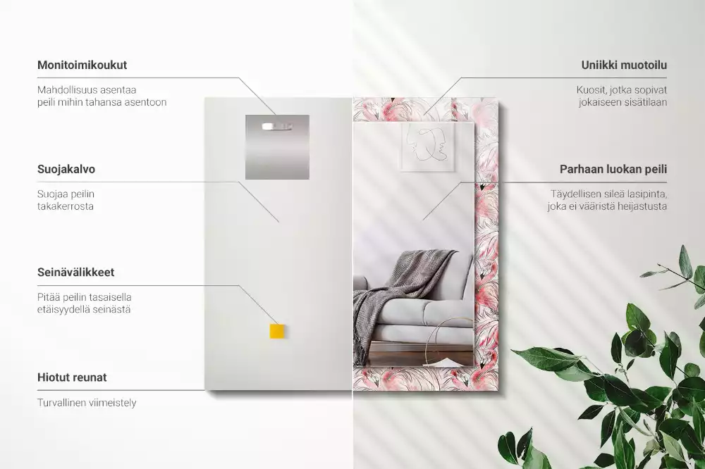 Espelho decorativo Flamingos cor de rosa