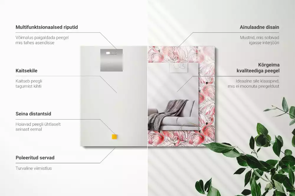 Espelho decorativo Flamingos cor de rosa