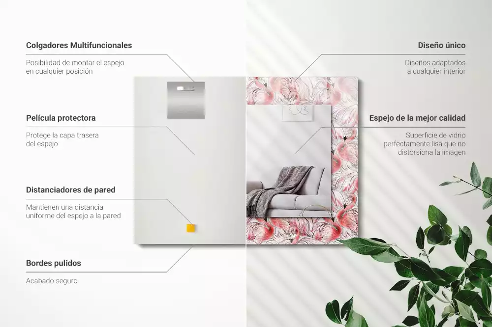 Espelho decorativo Flamingos cor de rosa