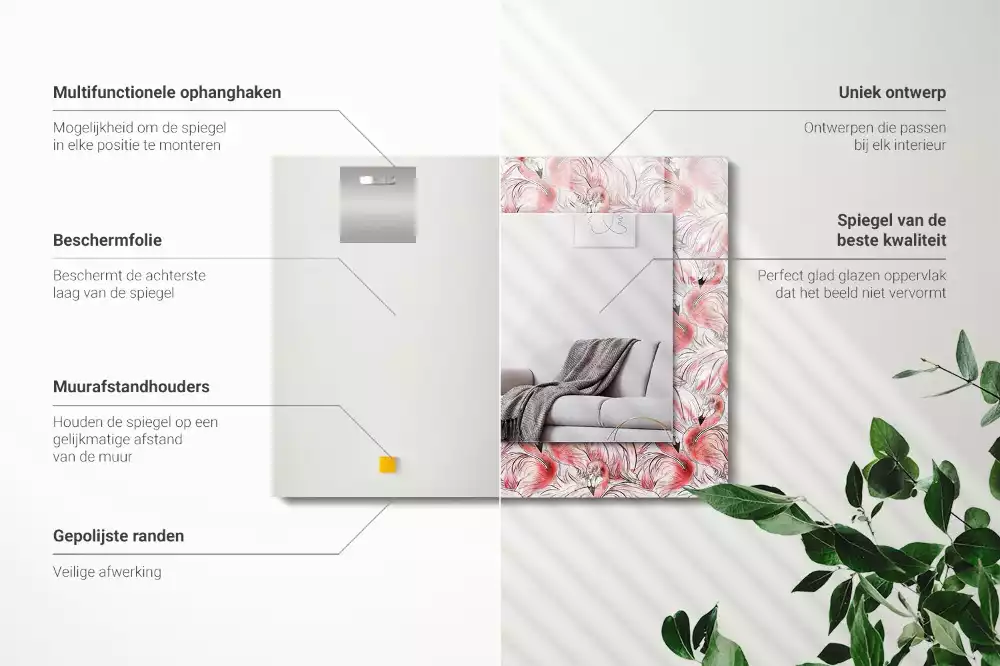 Espelho decorativo Flamingos cor de rosa