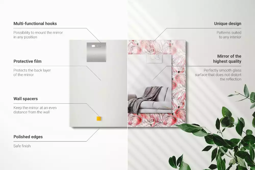 Espelho decorativo Flamingos cor de rosa