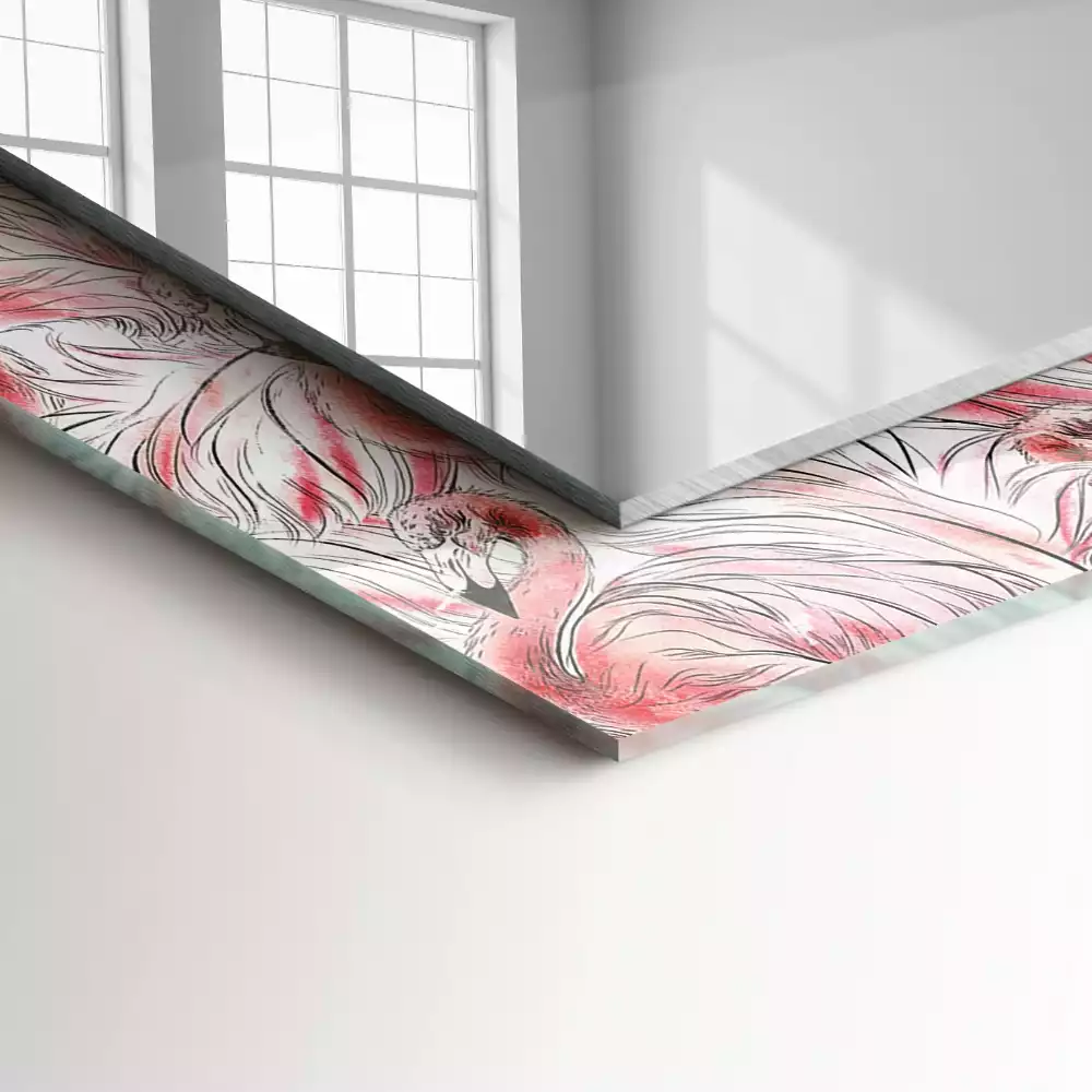 Espelho decorativo Flamingos cor de rosa
