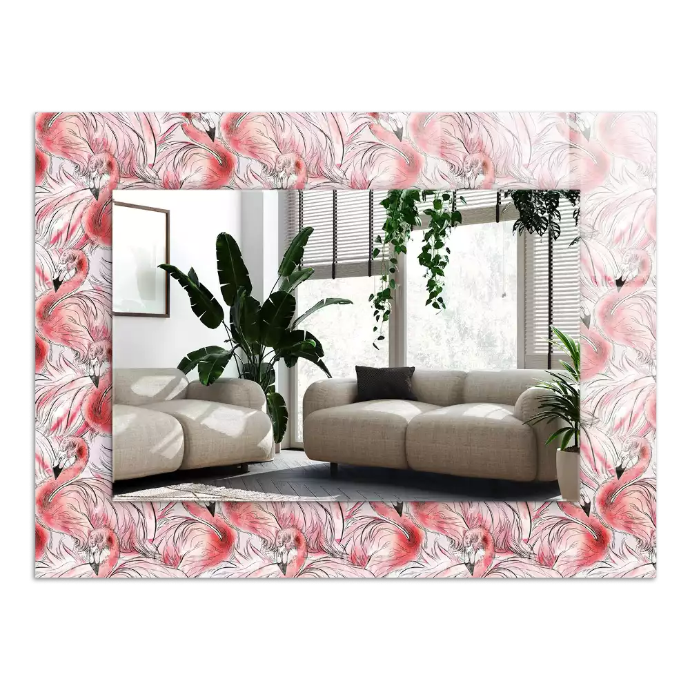Espelho decorativo Flamingos cor de rosa