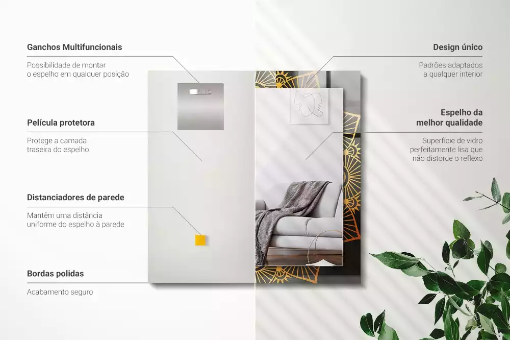 Espelho com moldura decorada padrão de mandala