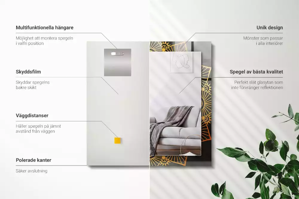 Espelho com moldura decorada padrão de mandala