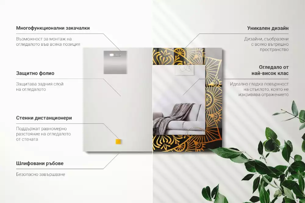 Espelho com moldura decorada padrão de mandala