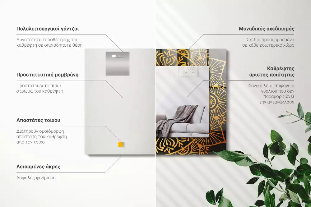 Espelho com moldura decorada padrão de mandala