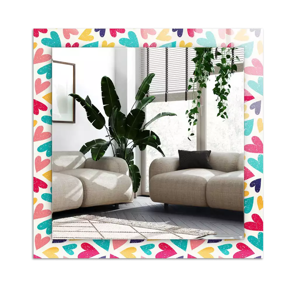 Espelho decorado Padrão de corações coloridos
