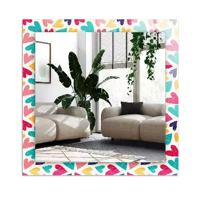 Espelho decorado Padrão de corações coloridos