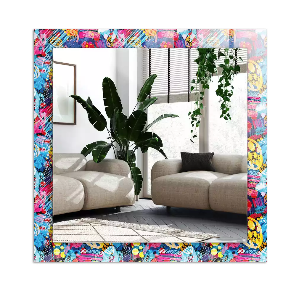 Espelho com moldura decorada Padrão abstrato colorido