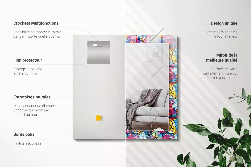 Espelho com moldura decorada Padrão abstrato colorido