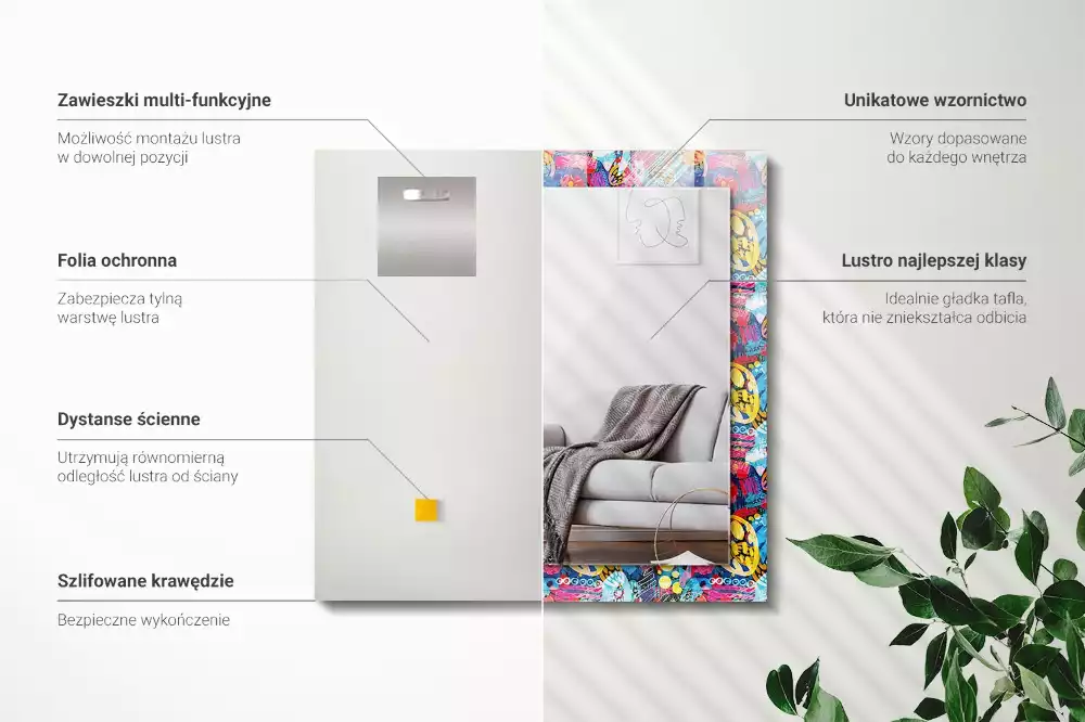 Espelho com moldura decorada Padrão abstrato colorido