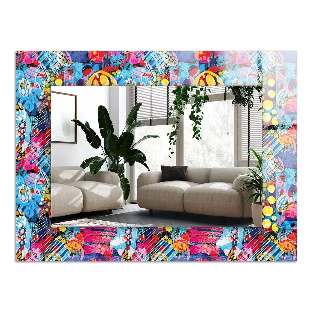 Espelho com moldura decorada Padrão abstrato colorido