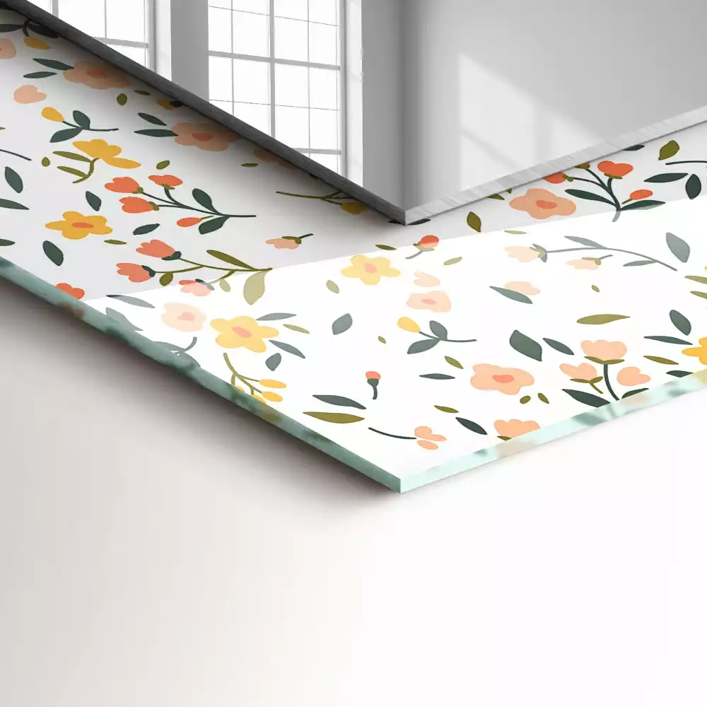 Espelho com moldura decorada Padrão de tecido floral