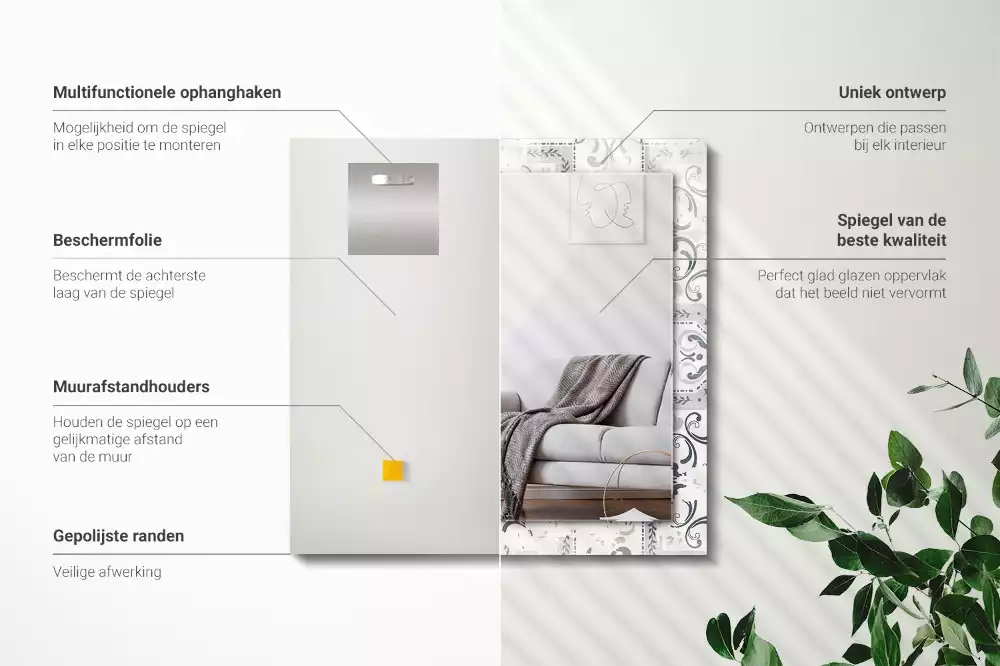 Espelho com moldura decorada Ornamentos com padrões de azulejos