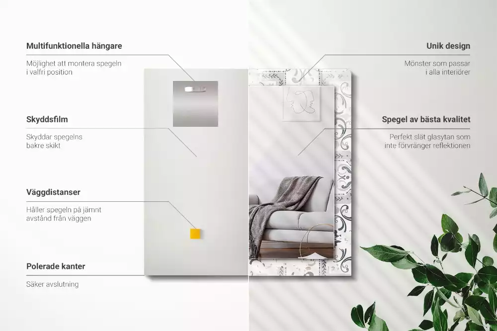 Espelho com moldura decorada Ornamentos com padrões de azulejos