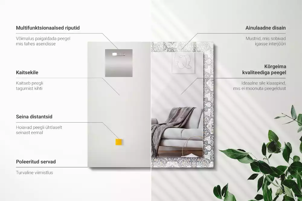 Espelho com moldura decorada Padrão ornamental