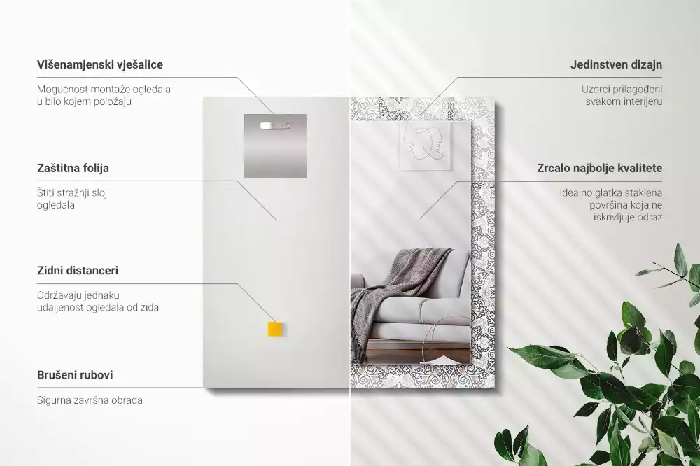 Espelho com moldura decorada Padrão ornamental