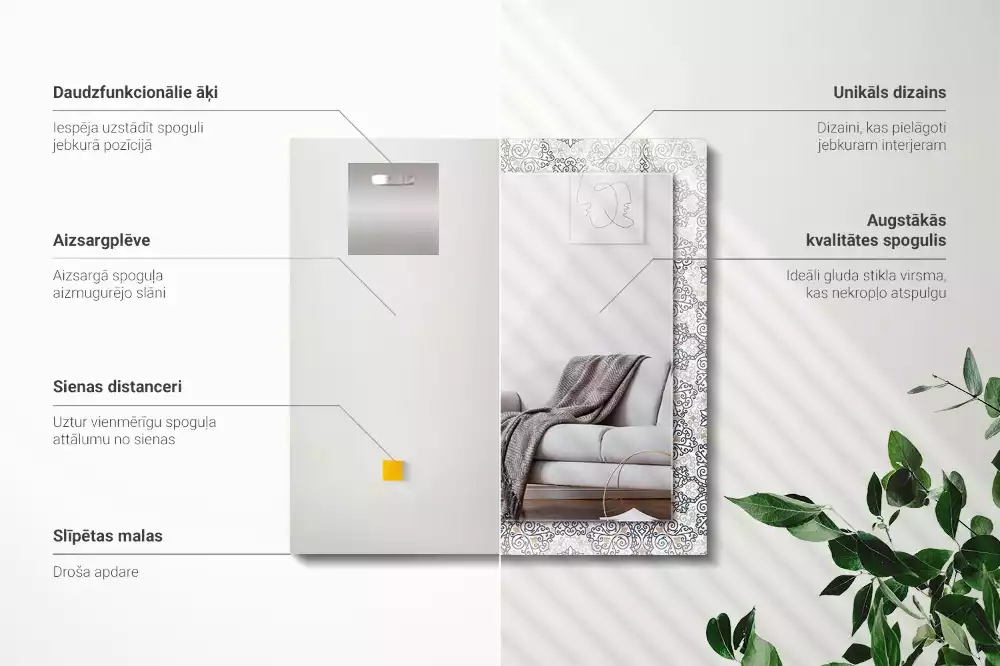 Espelho com moldura decorada Padrão ornamental