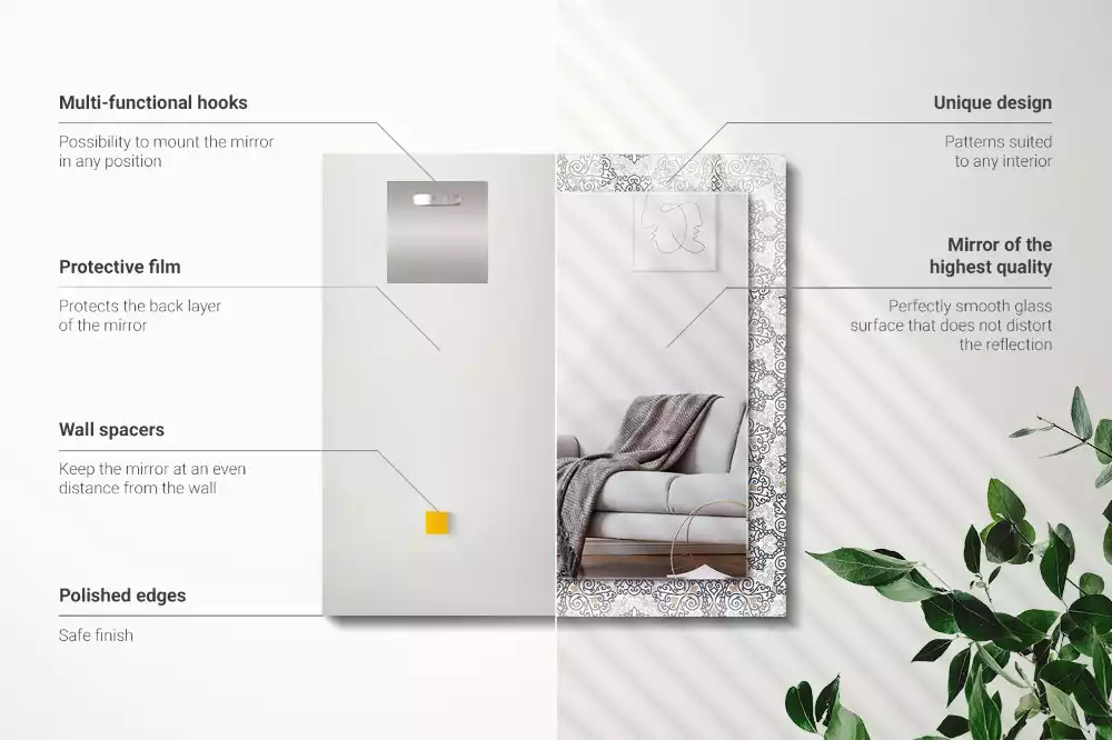 Espelho com moldura decorada Padrão ornamental