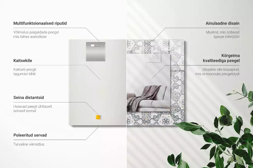 Espelho com moldura decorada Padrão ornamental