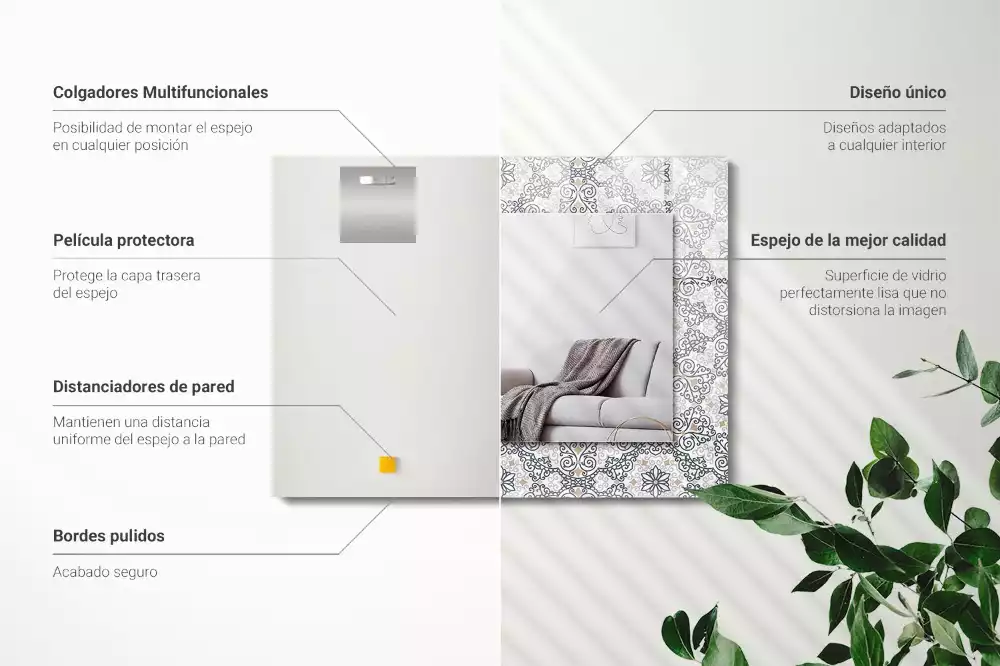 Espelho com moldura decorada Padrão ornamental