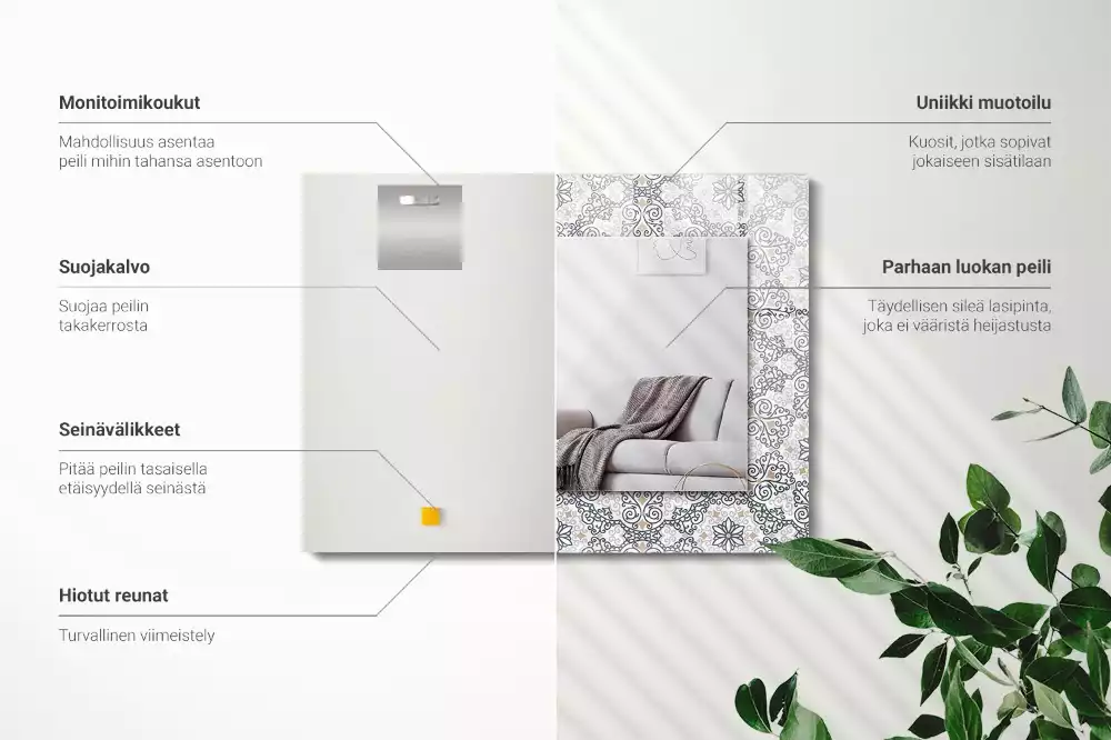 Espelho com moldura decorada Padrão ornamental