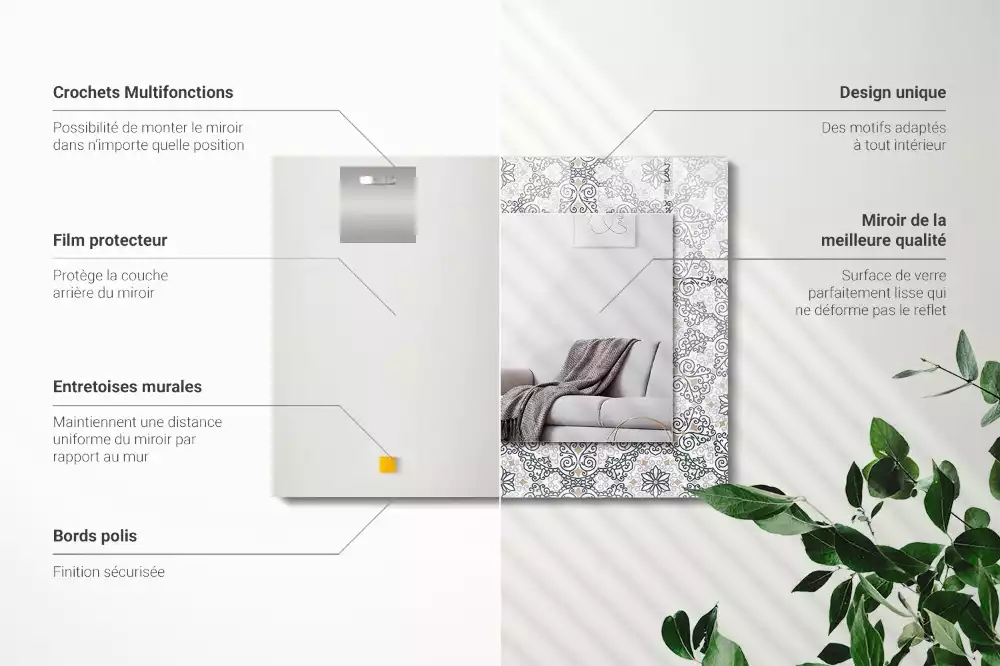 Espelho com moldura decorada Padrão ornamental