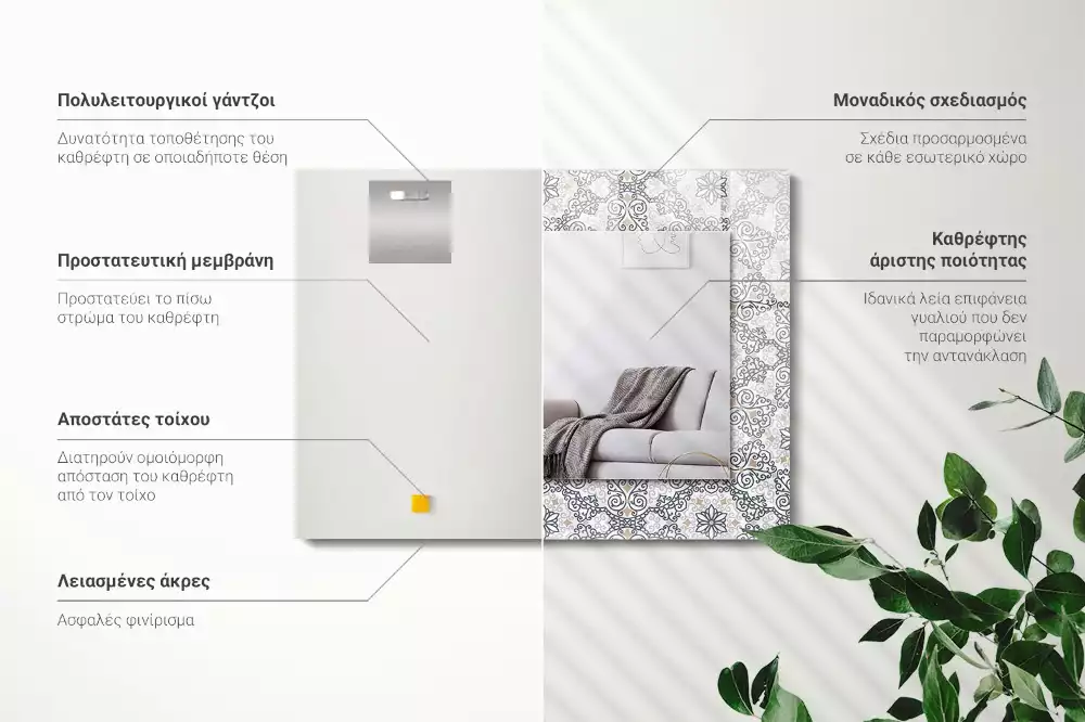 Espelho com moldura decorada Padrão ornamental