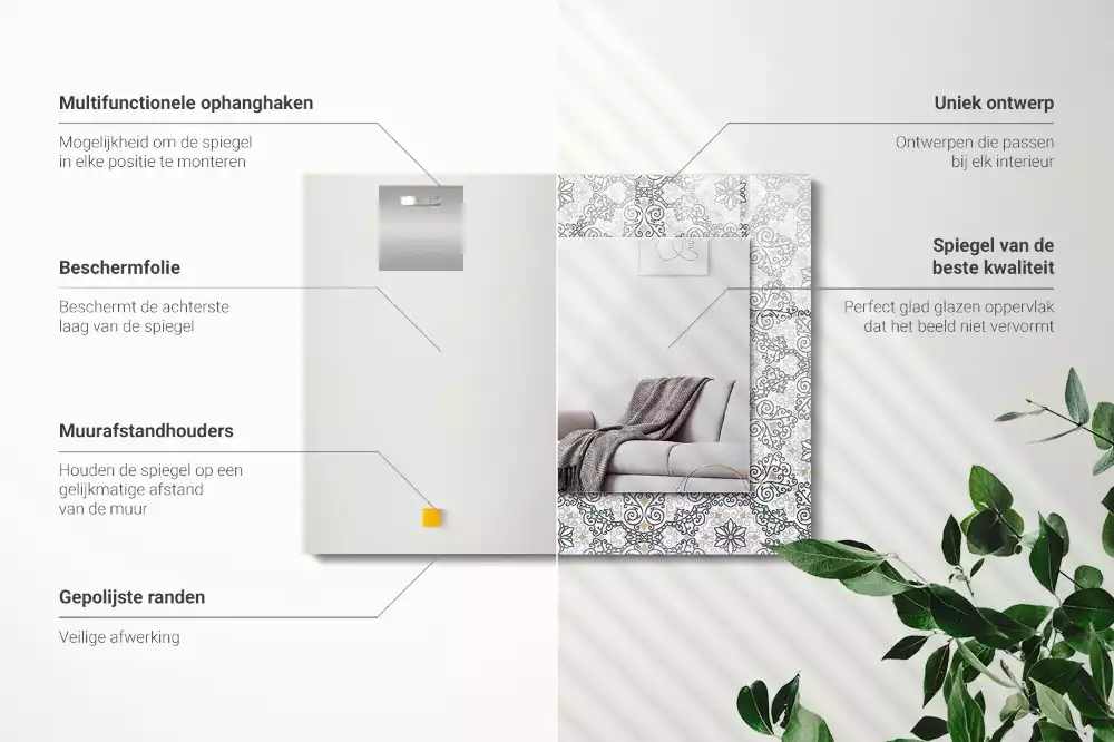 Espelho com moldura decorada Padrão ornamental