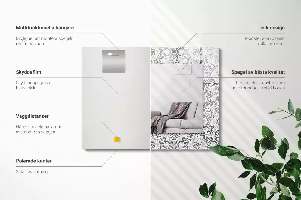 Espelho com moldura decorada Padrão ornamental