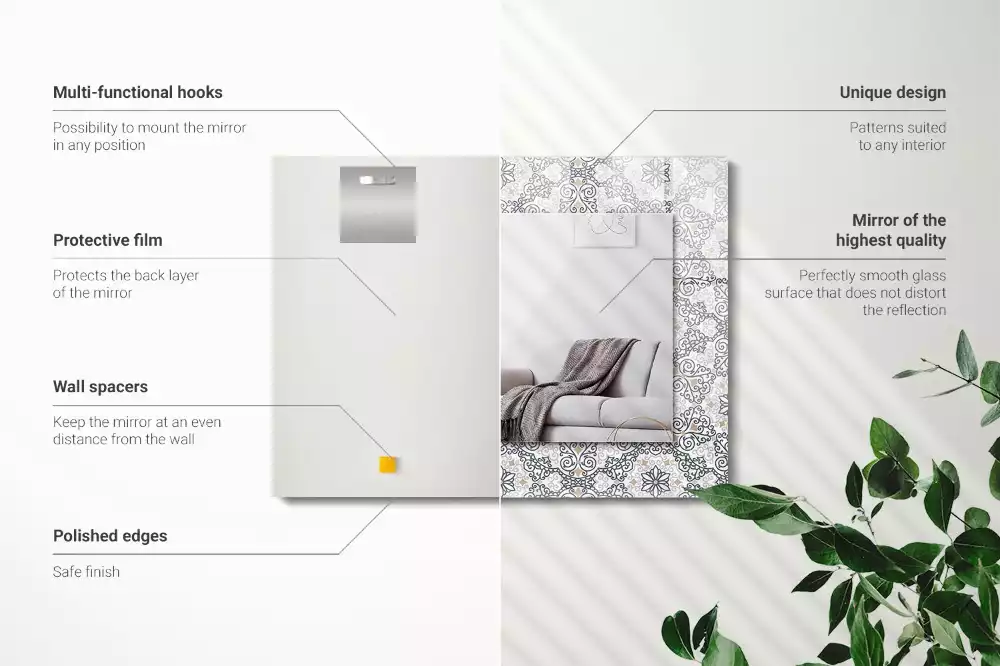 Espelho com moldura decorada Padrão ornamental