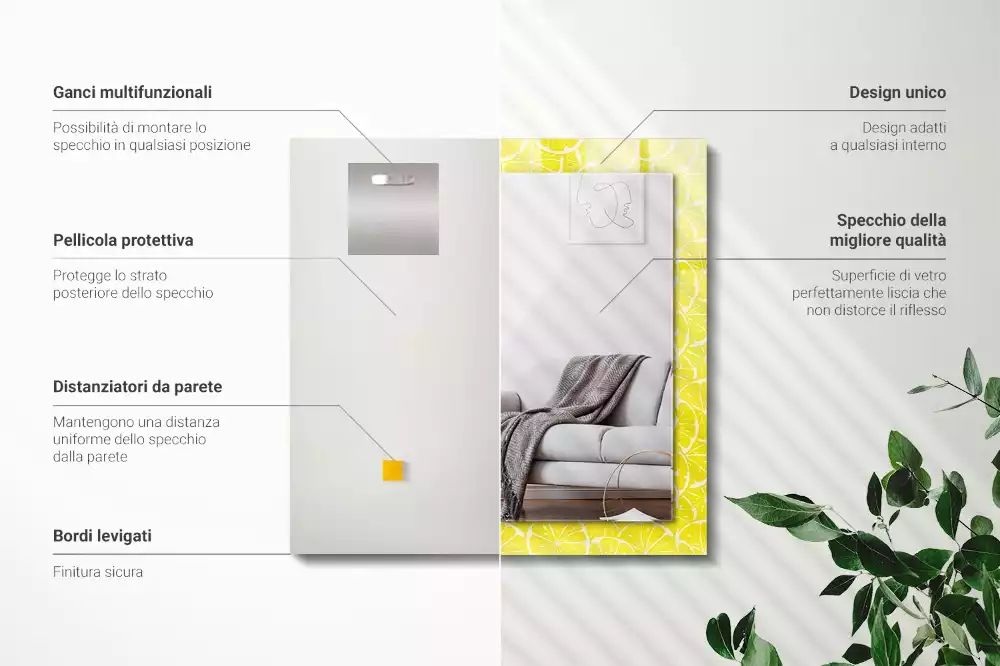 Espelho decorativo Padrão de fatias de limão