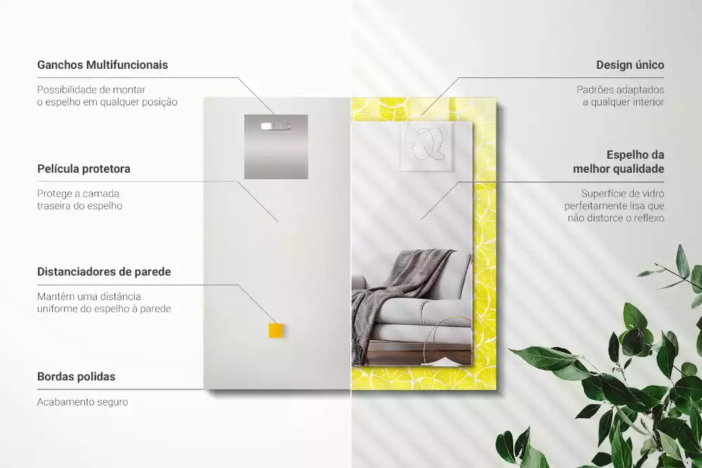 Espelho decorativo Padrão de fatias de limão