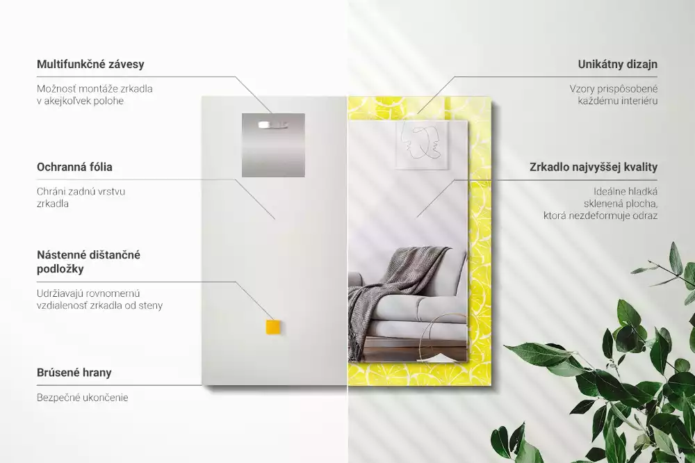 Espelho decorativo Padrão de fatias de limão