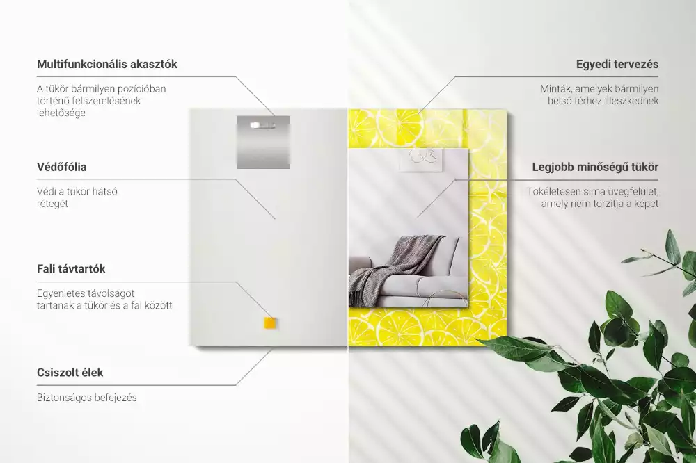 Espelho decorativo Padrão de fatias de limão