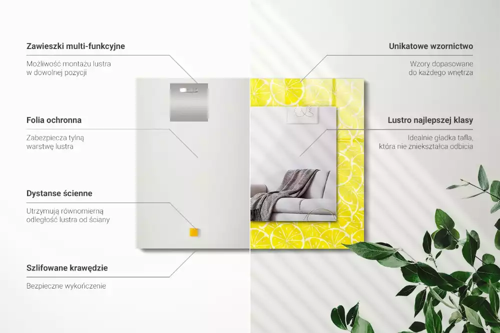 Espelho decorativo Padrão de fatias de limão