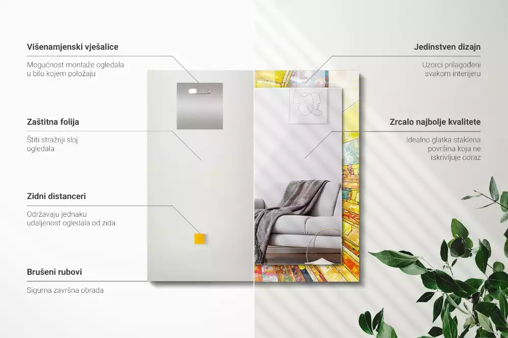 Espelho decorado Mosaico abstrato colorido