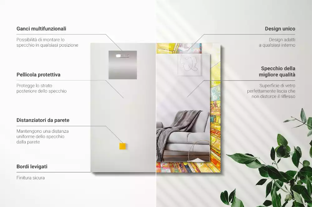 Espelho decorado Mosaico abstrato colorido