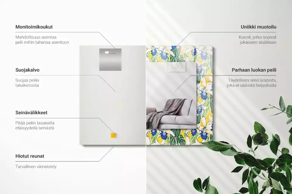 Espelho com moldura decorada Flores e folhas