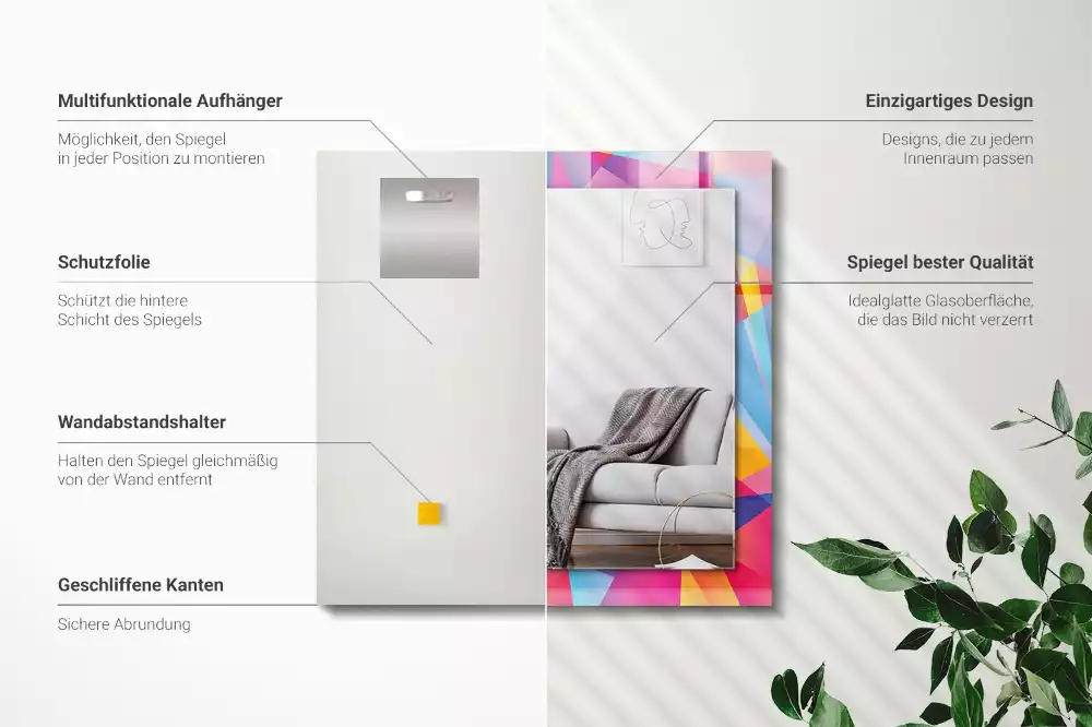 Espelho decorativo Padrões geométricos coloridos