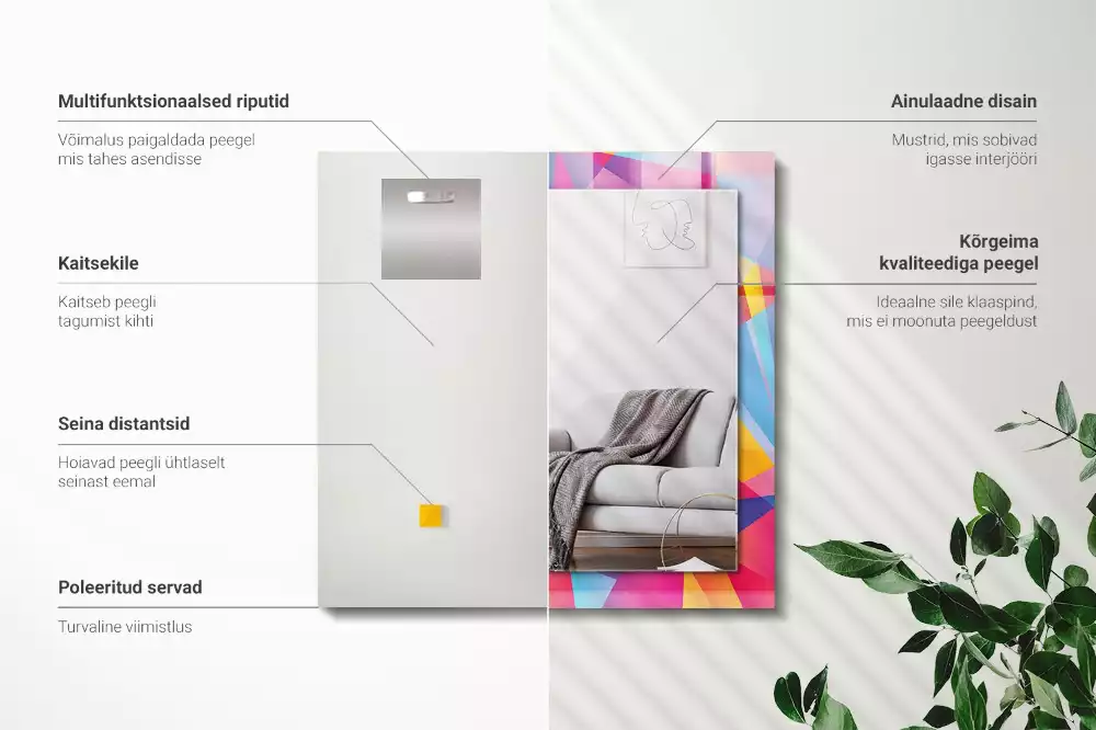 Espelho decorativo Padrões geométricos coloridos