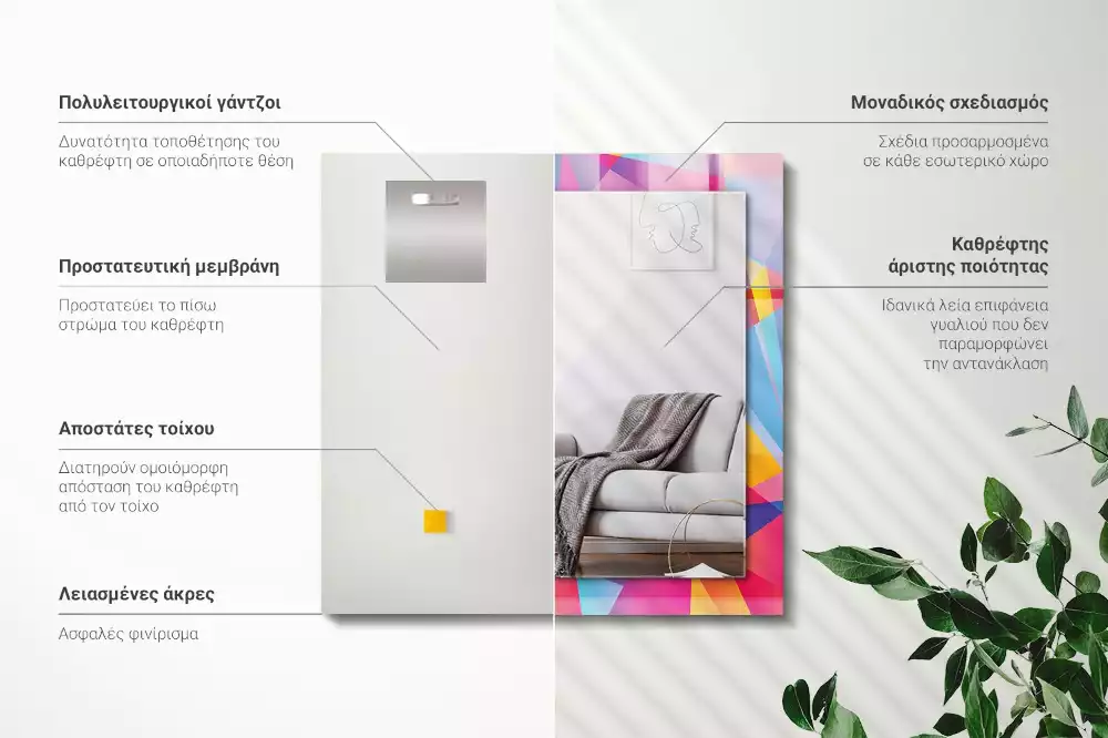 Espelho decorativo Padrões geométricos coloridos