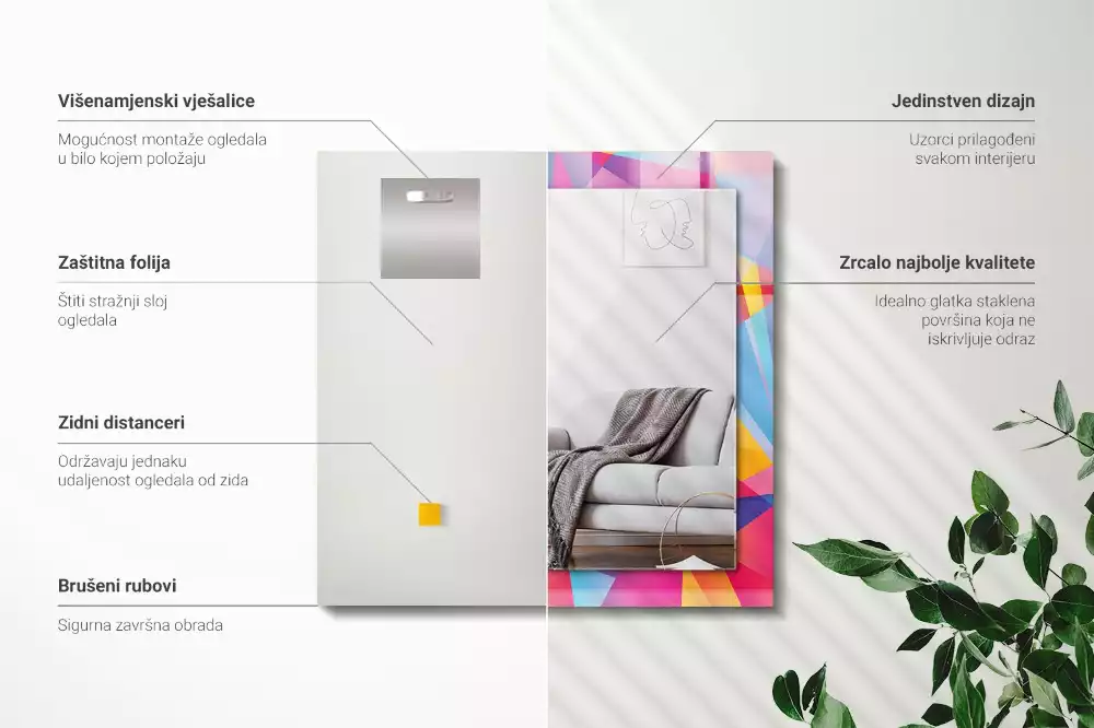 Espelho decorativo Padrões geométricos coloridos