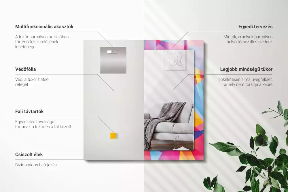 Espelho decorativo Padrões geométricos coloridos